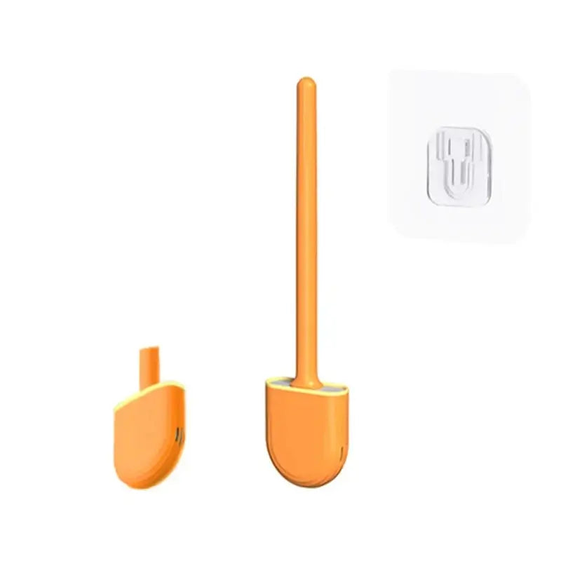 Orange toilet brush