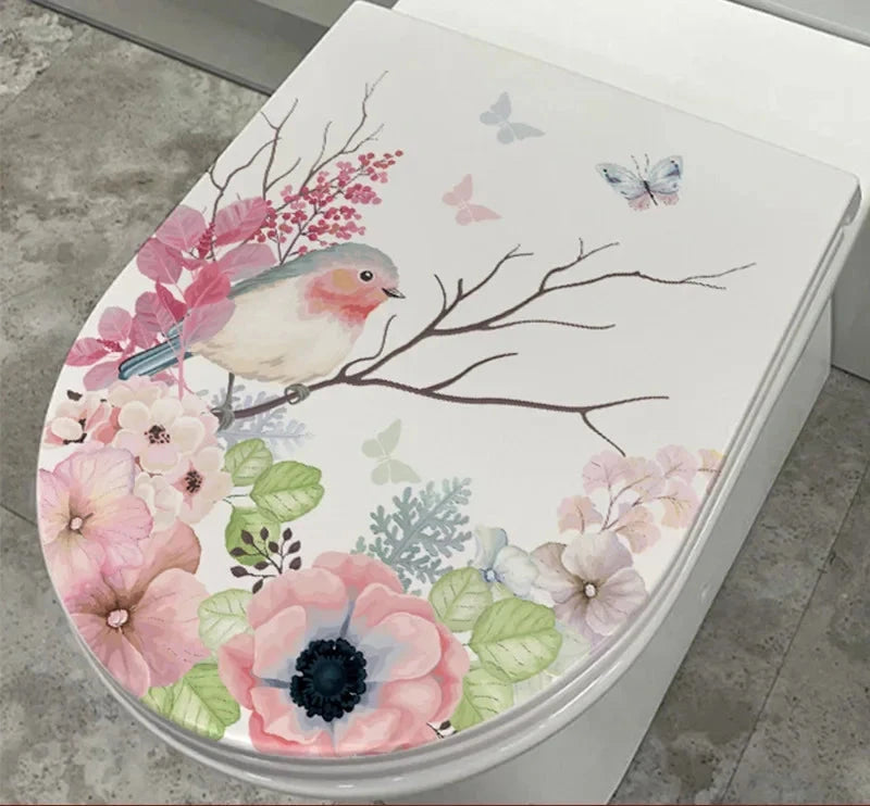Sticker de toilette fleurs