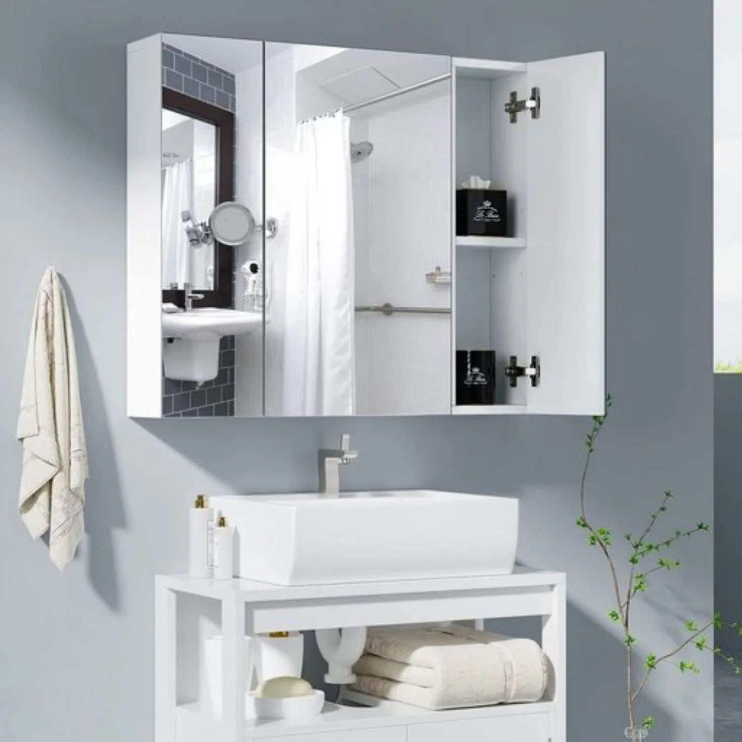 Armoire de toilette 3 portes avec miroir