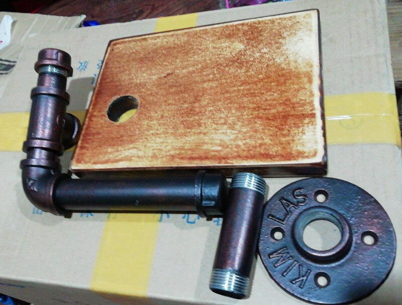 WC DESIGN 0 Bois et Fer Porte Papier Toilette Bois Noir