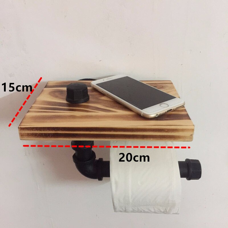 WC DESIGN 0 Bois et Fer Porte Papier Toilette Bois Noir