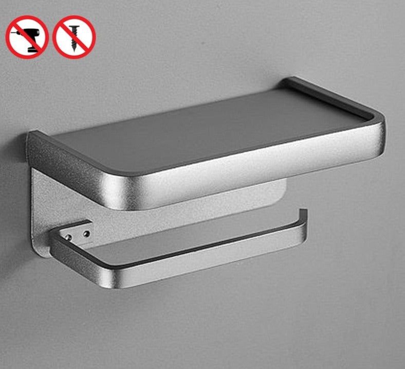 WC DESIGN 0 Gris Porte Papier Toilette Mural avec support en inox