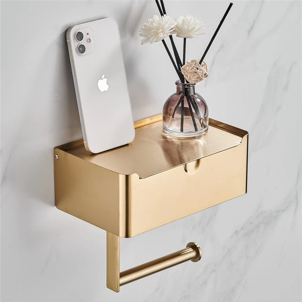 WC DESIGN 0 Aluminium doré Porte Papier Toilette Original Support Noir