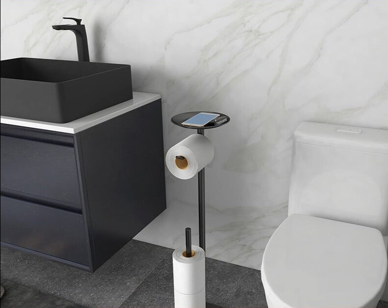 WC DESIGN 0 Porte Papier Toilette Sur Pied Noir mat