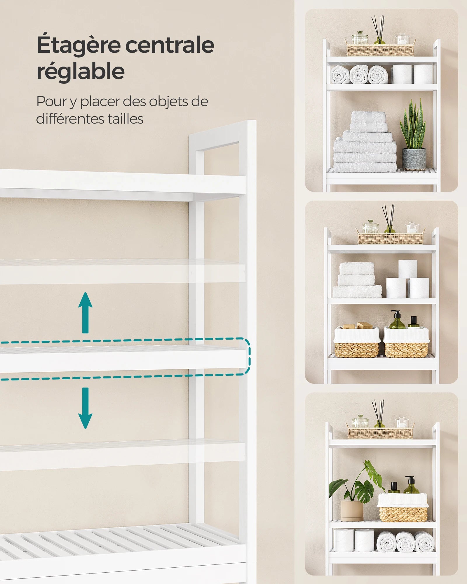 Etagère de toilette réglable