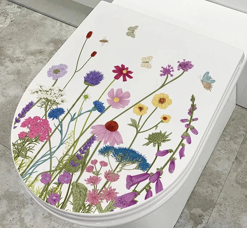 Sticker de toilette fleurs