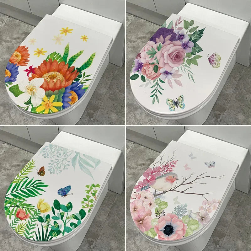 Sticker de toilette fleurs