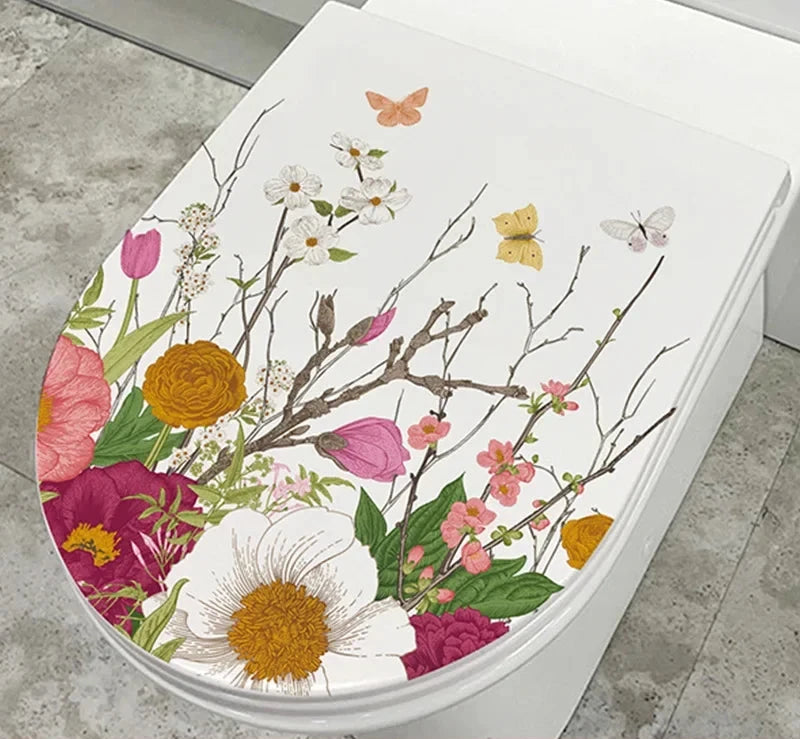 Sticker de toilette fleurs