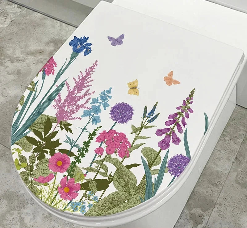 Sticker de toilette fleurs