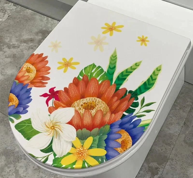 Sticker de toilette fleurs