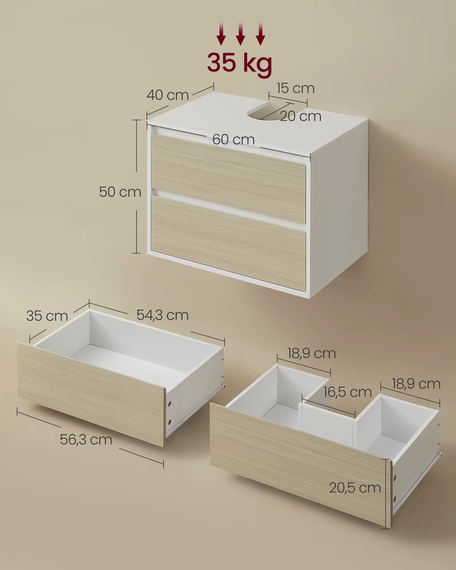 Armoire de toilette 60 cm