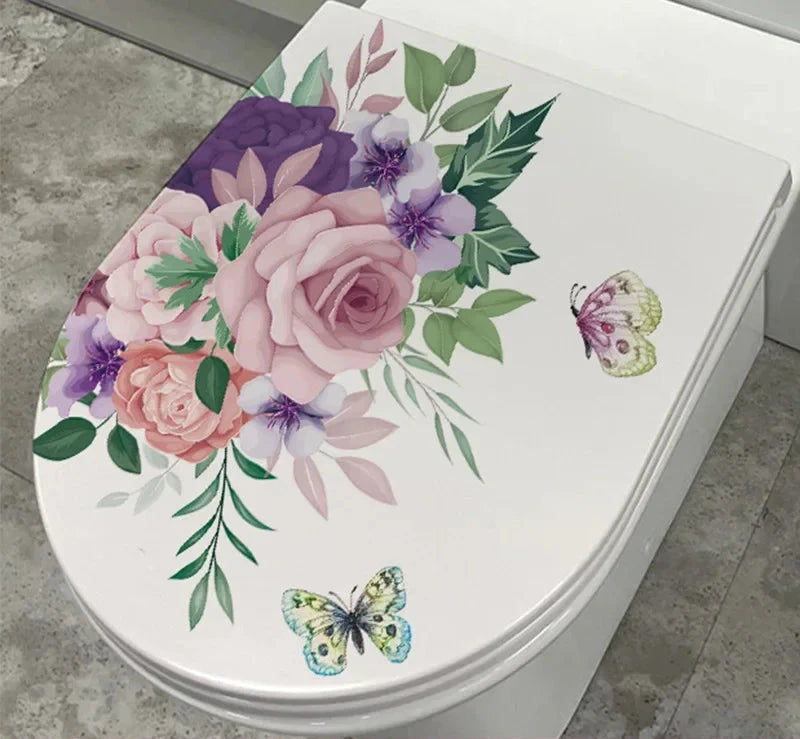 Sticker de toilette fleurs