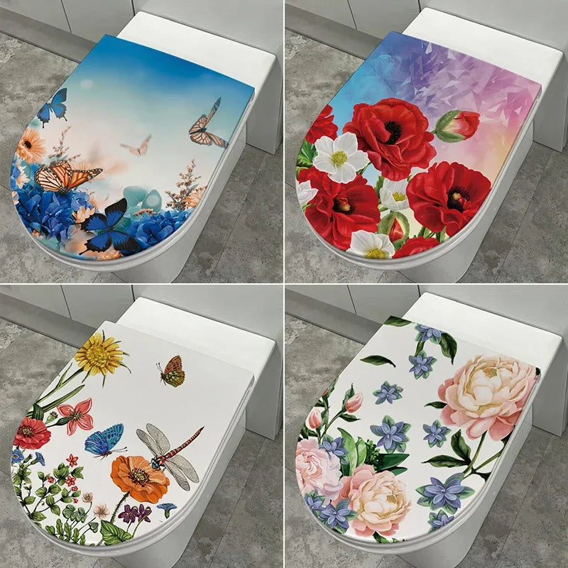 Sticker de toilette fleurs