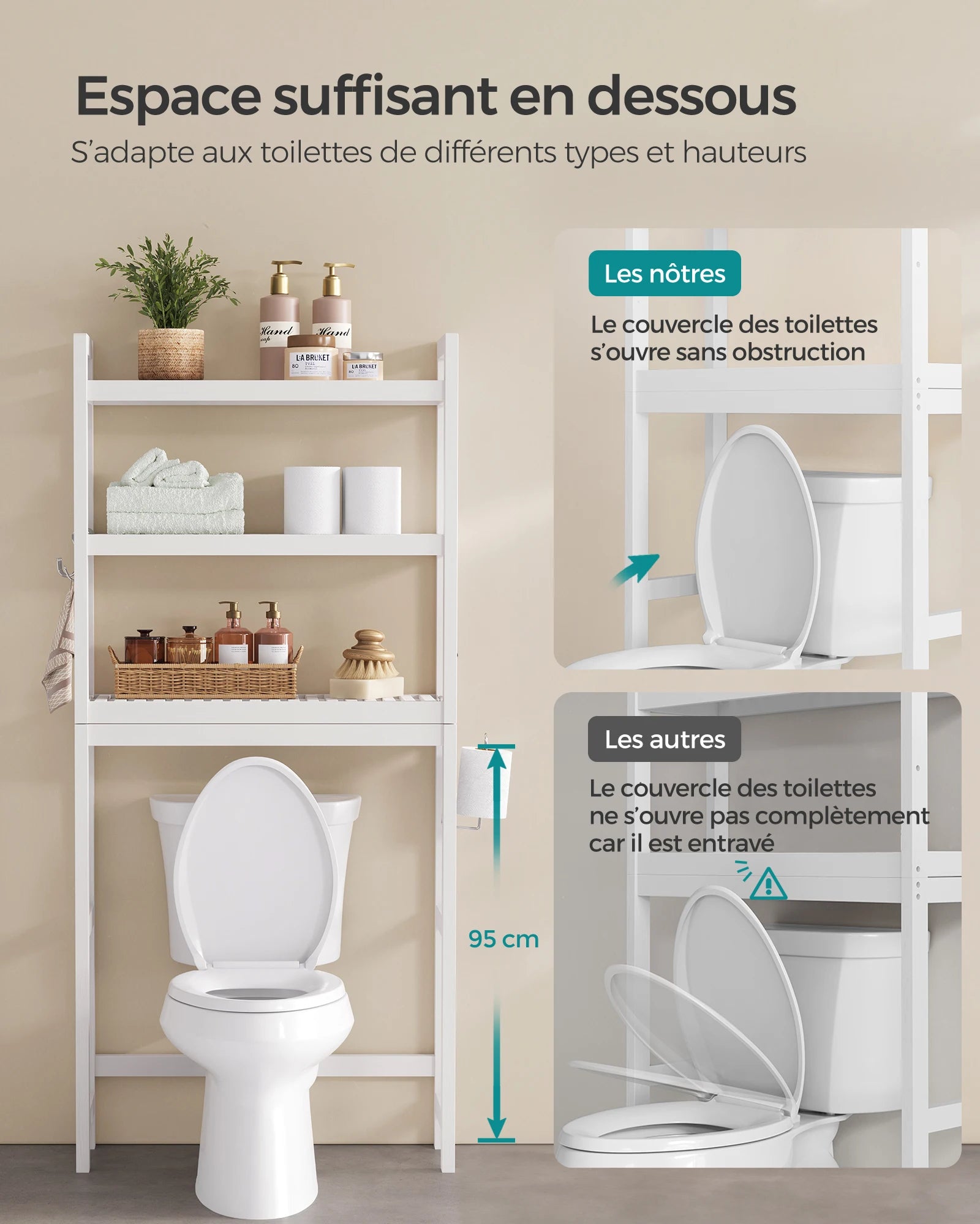 Etagère de toilette réglable