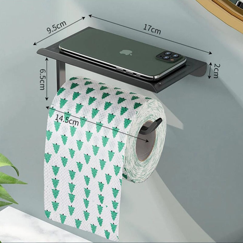 WC DESIGN 0 Aluminium Noir Porte Papier Toilette Mural en Aluminium avec Support