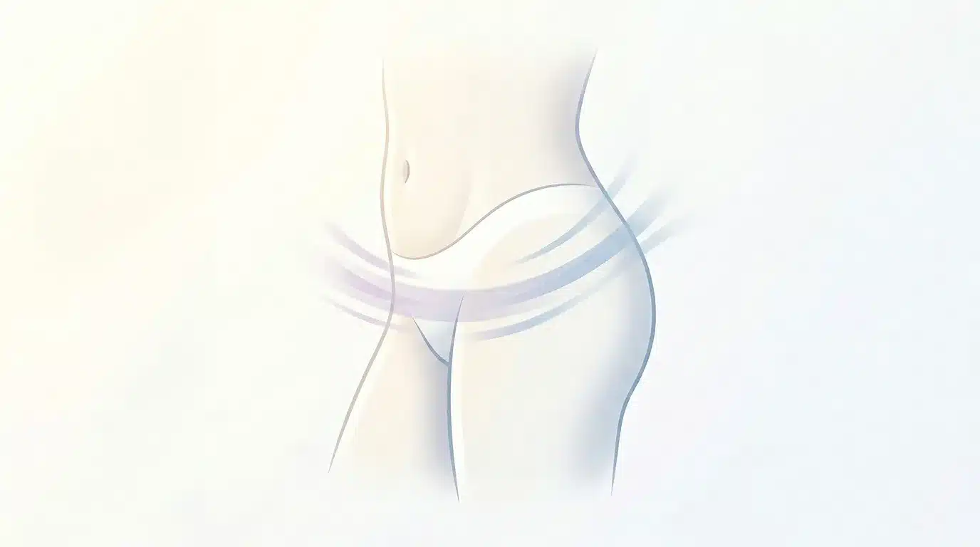 Silhouette épurée de femme avec lignes fluides colorées
